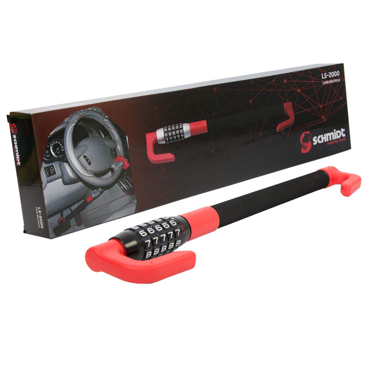 SCHMIDT security tools Blocco del pedale del volante Dispositivo antifurto da 49,5-78 cm Blocco del pedale
