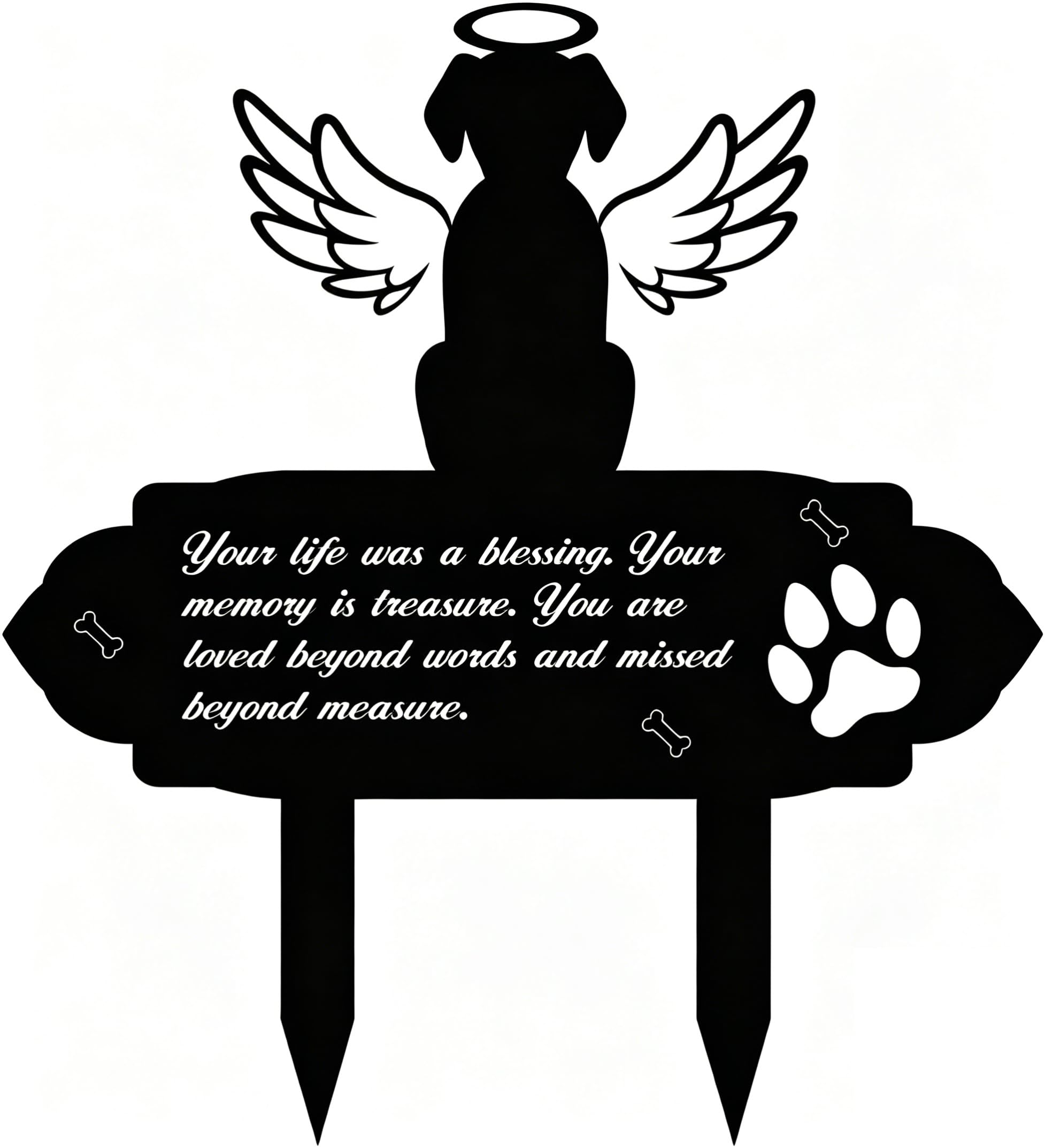 LIRONGTAGE Pet Memorial Plaques, Dog Memorial Plaque, Dog Remembrance Gifts, Personalised Black Grave Garden Ornaments, Angel Puppy Style for Gardens Lawns Courtyard Outdoor Remembrance Decoration