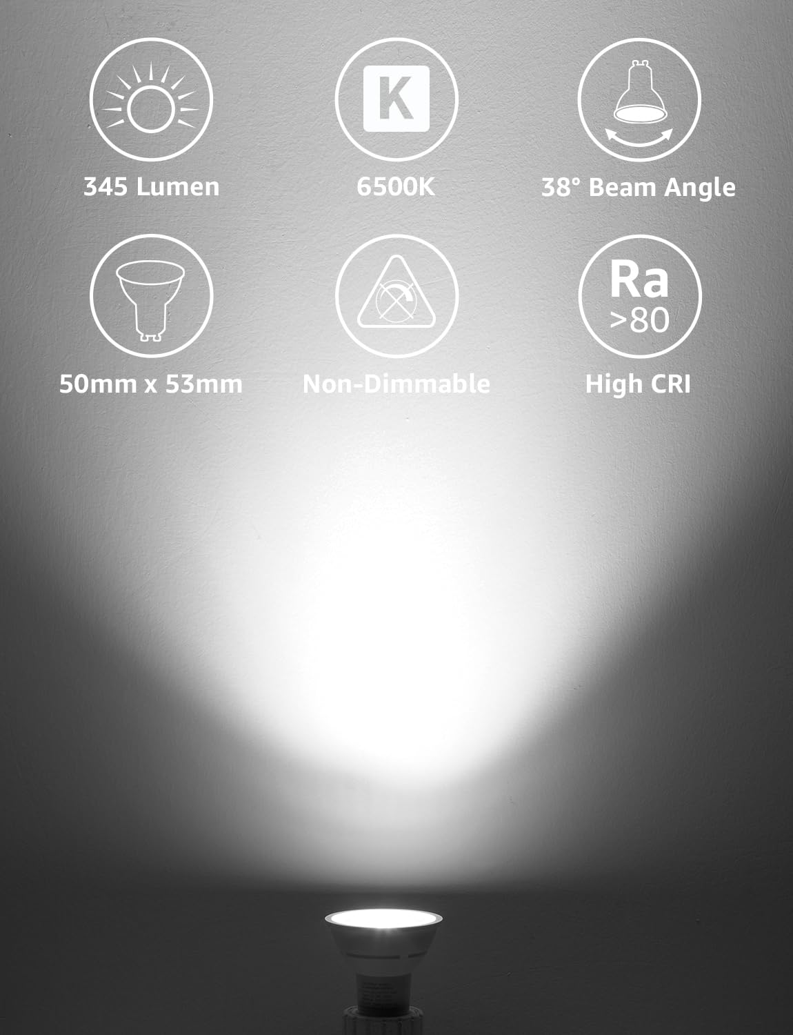 Lepro GU10 LED Spotlight Bulbs 3.6W, Cool White 6500K, 345lm, 50W Halogen Spot Light Bulbs Equivalent - Image 3