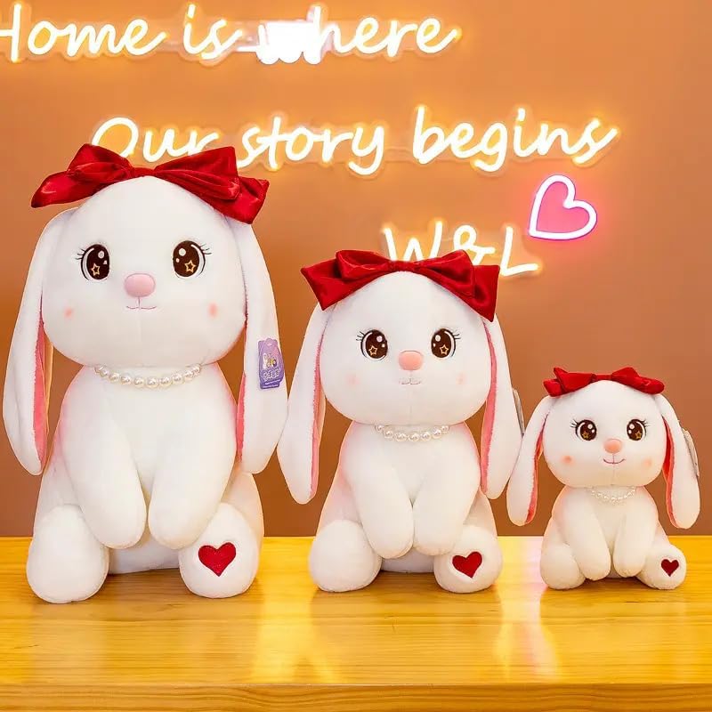 Image of SCOOBA Furry Heart Rabbit 35cm White and Baby Pink Color (Heart Rabbit)