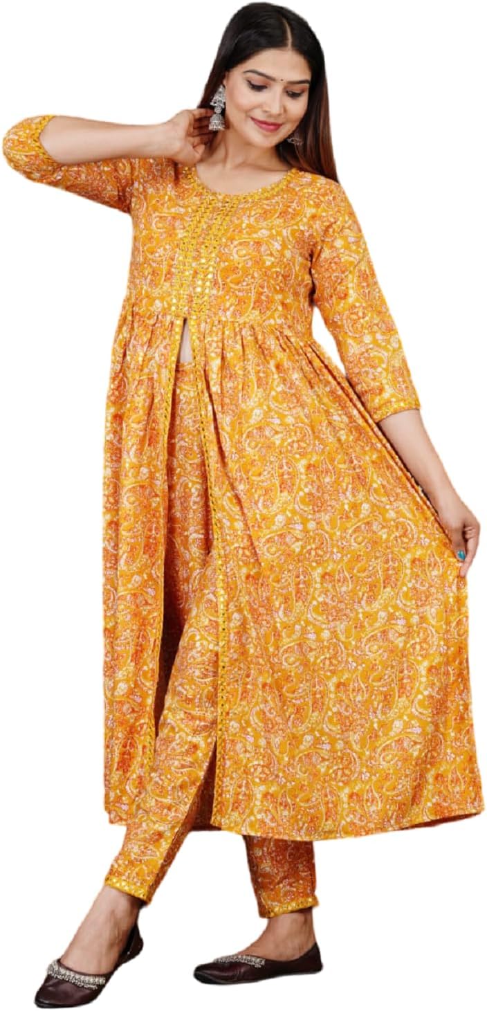 Lali Devi EXPORT Anarkali And Pant set Stylish Rayon Fabric, Embroidered Design, Versatile & Elegant for Women