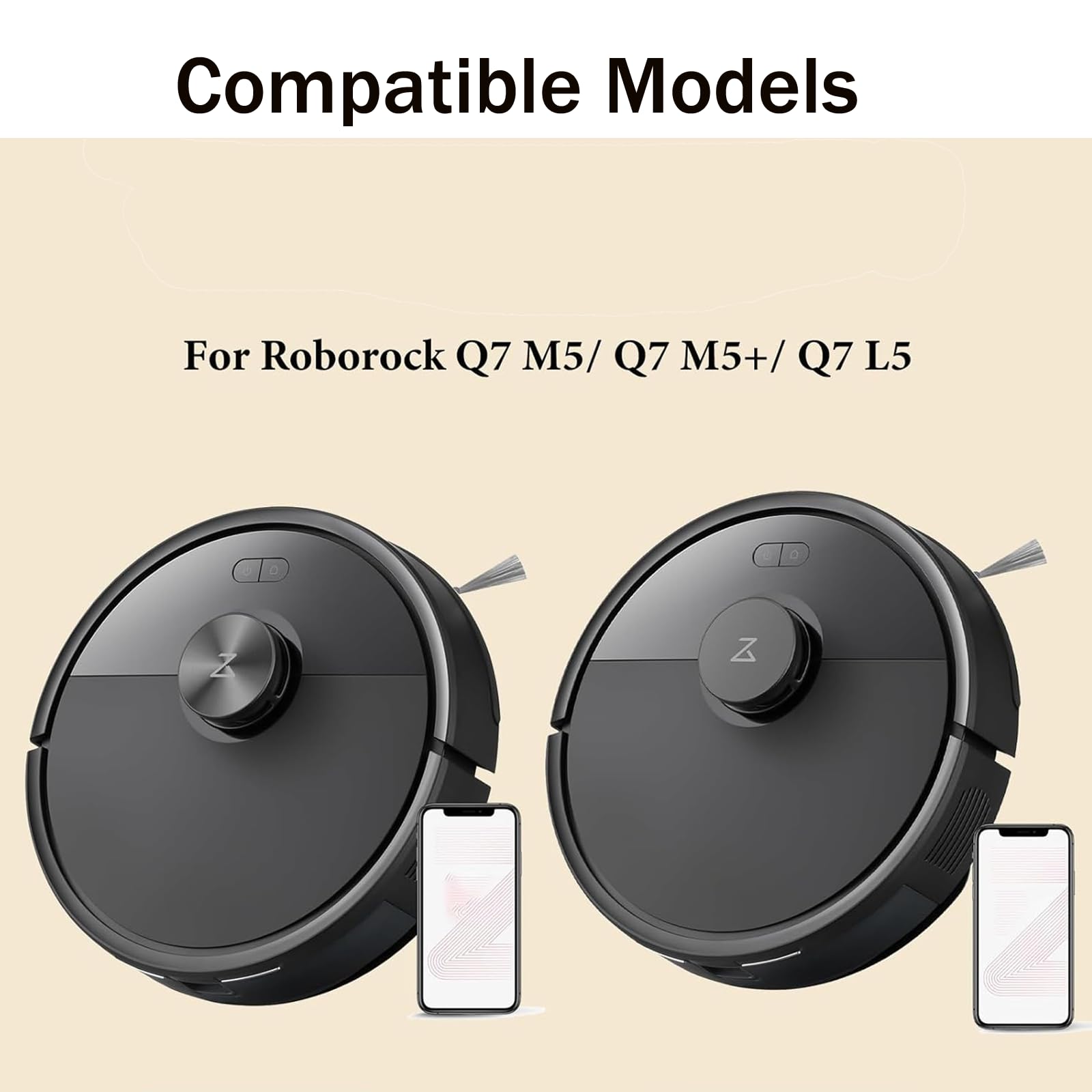 16 Pcs Replacement Parts Kit for Roborock Q7 M5/ Q7 M5+/ Q7 L5 Vacuum Cleaner, 6 Side Brush, 6 Mop Pad, 4 HEPA Filter