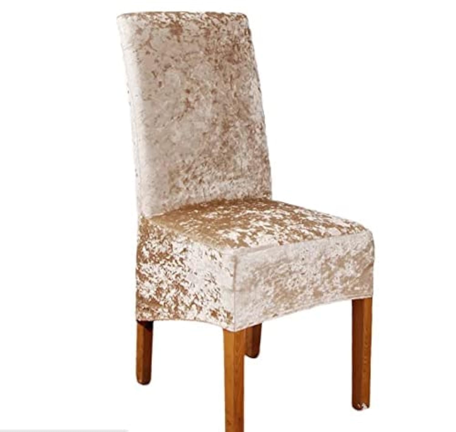 Gea Crushed Velvet Dining Chair Covers Stretchable Protective Slipcover Home Decor (TAUPE)
