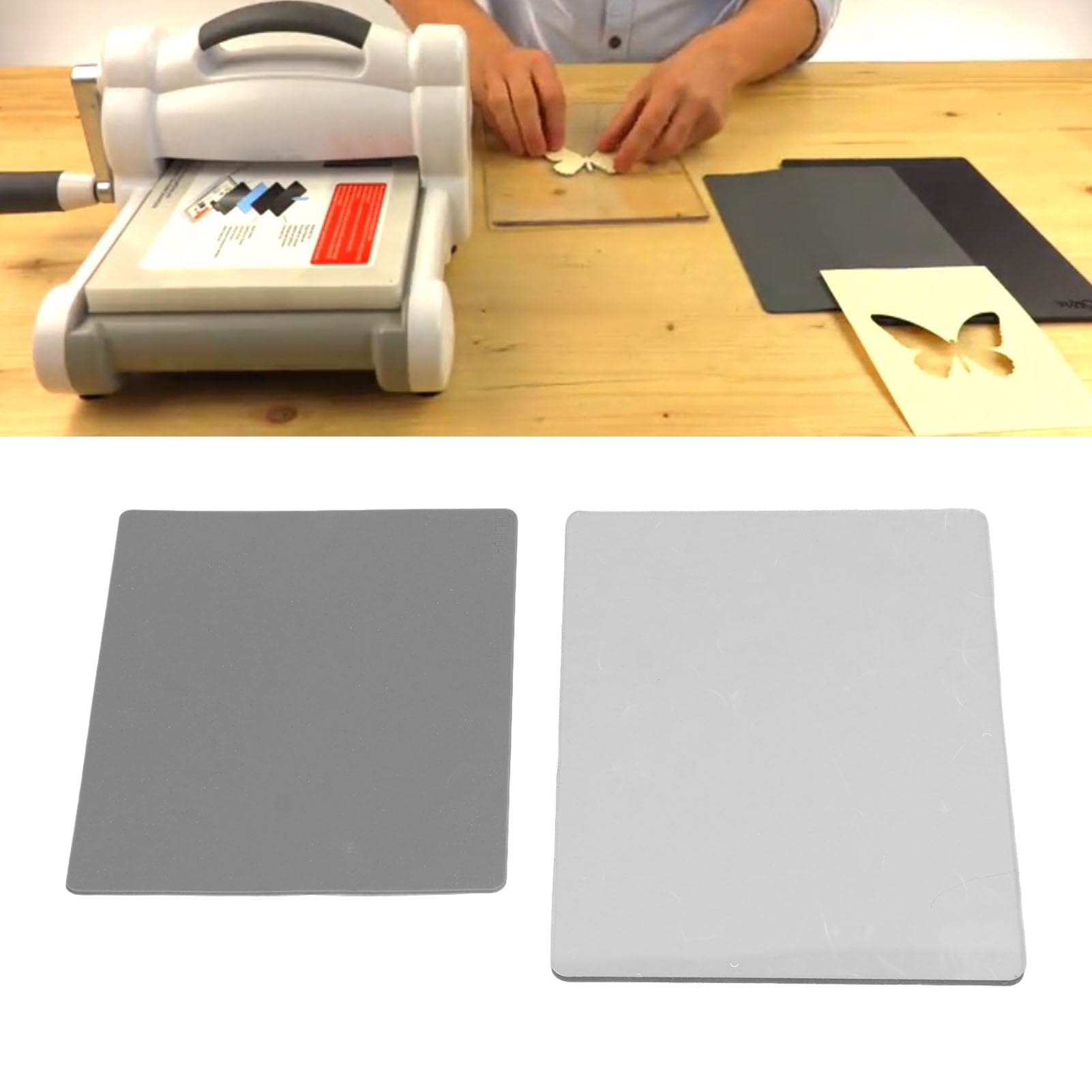 Embossing Mat Set Die 2 Pcs Set Embossing Mat Polycarbonate Plastic Pad and Silicone Pad for Die Cutting Crafts Machine