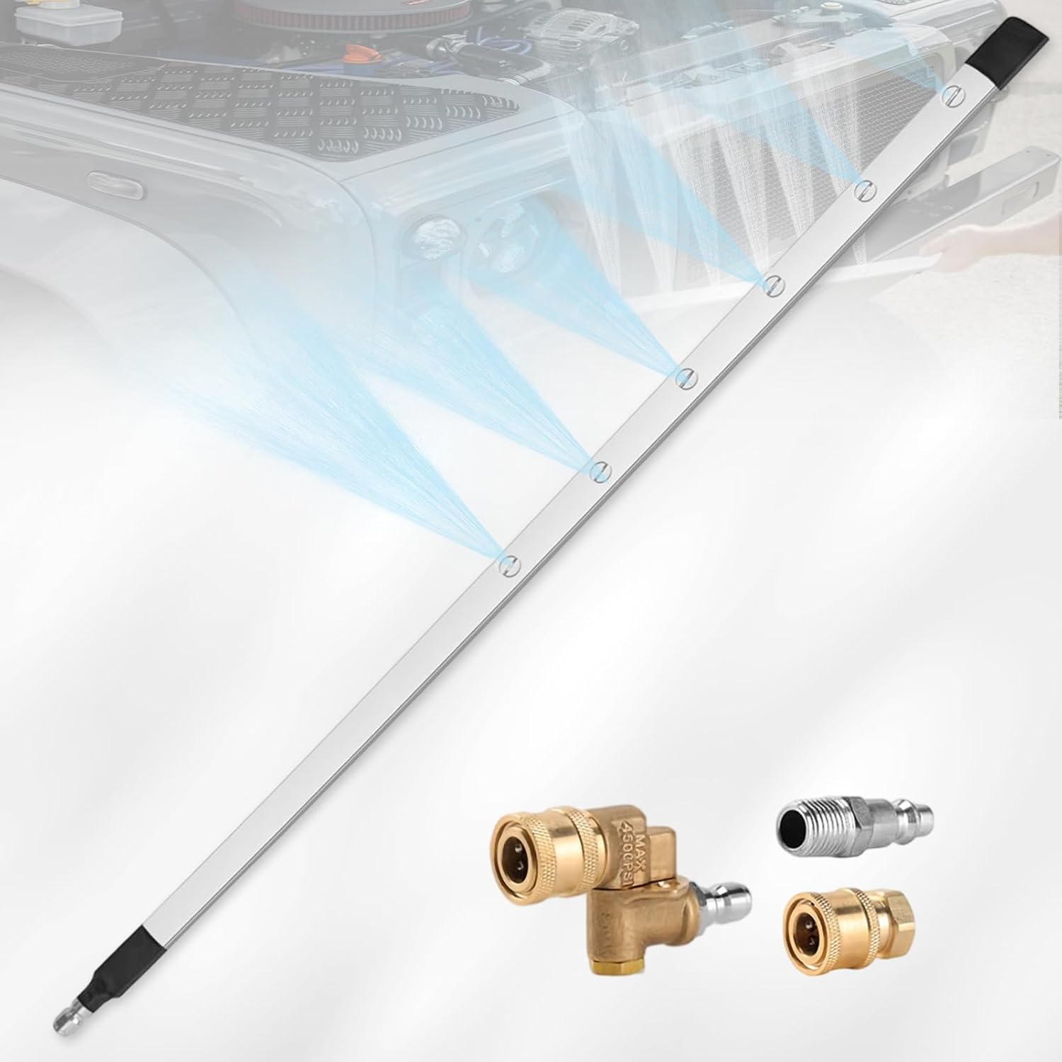 Yonynise 39'' Radiator Cleaning Wand,6-Hole 25° Fan-Shaped Nozzle Car Truck Power Radiator Flush Cleaner Tool Pressure Washer Wand Fit for Car Radiator Flushing Max 4500PSI Pressure Washer