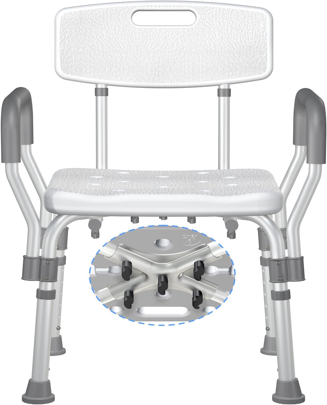 KingPavoniniShower Chair for Inside Shower with Arms and Back, FSA/HSA Eligible 400LBS Heavy Duty Shower Seat for Bathtub, Reinforced Guard, Height Adjustable Bath Seat for Elderly, Adults & Disabled
