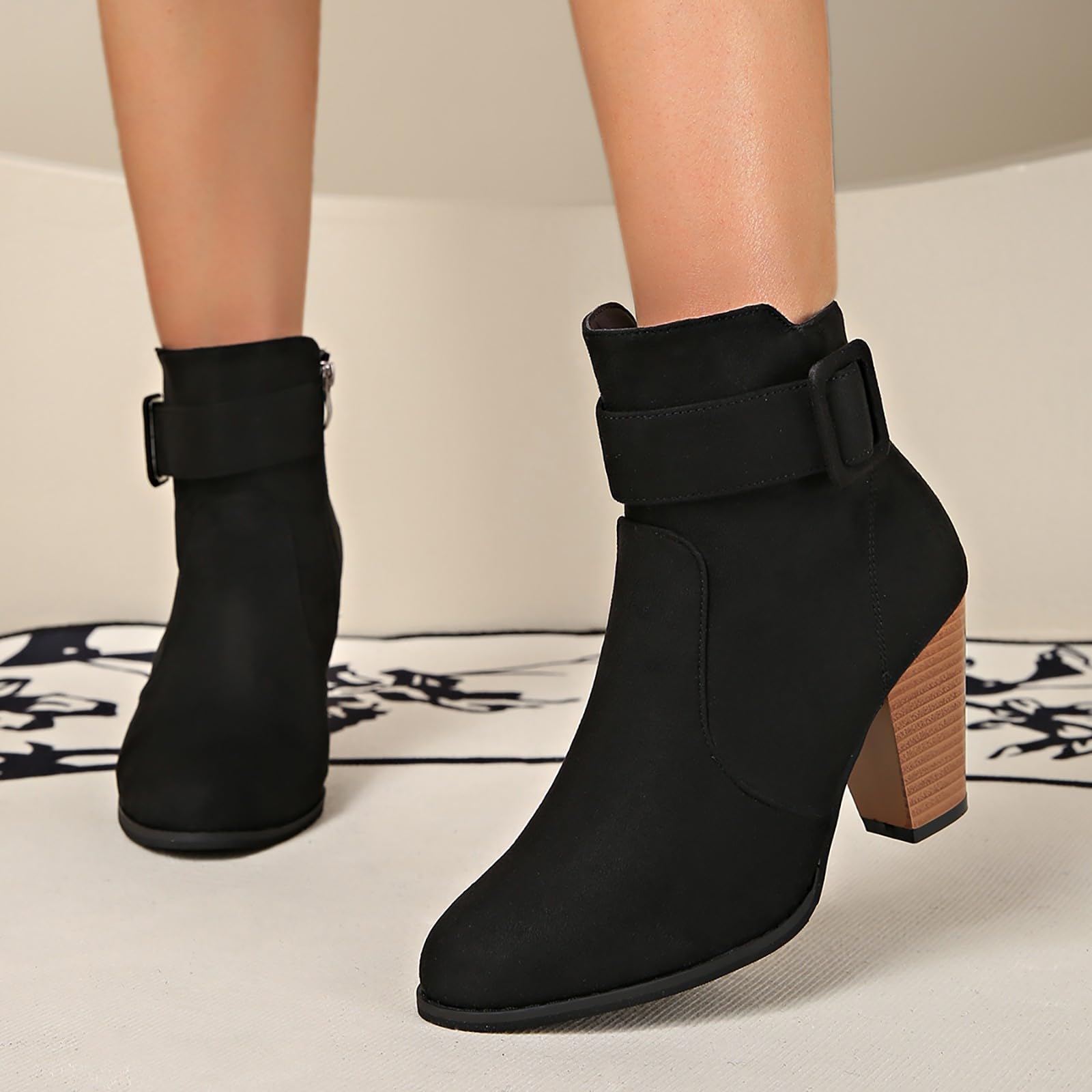 Bottines Chelsea pour femme avec talon - Bottes western pour femme - Bottes à talons hauts - Bottes pour femme - Tige courte - Bottes de cowboy - Bottines rouges à enfiler - Bottes d'équitation -