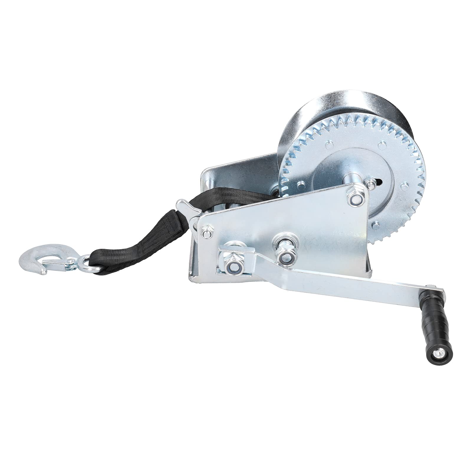 FTVOGUE Cabrestante Manual de Acero Al Carbono con Manivela para Remolque, 2500 Libras con Freno de Mano de Cuerda Trenzada de 10 M, Trinquete Reversible para Remolque de Barco, Jardinería, Uso en