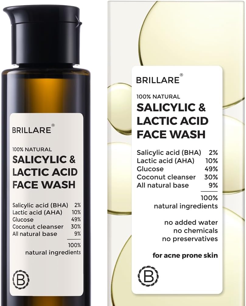 Salicylic & Lactic Acid Face Wash Useful for Clear, Acne Prone Skin, 100% Natural with Salicylic Acid, Lactic Acid and Zinc, Useful For Daily Use for all the Skin Types