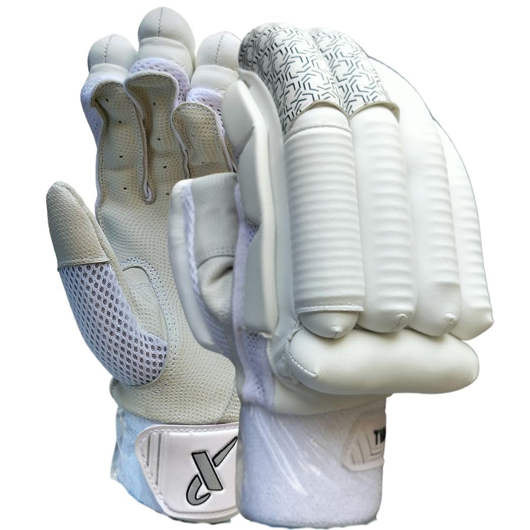 THRAX Pro lite Cricket Batting Gloves (Mens Size Right-Handed) All White-picture-10