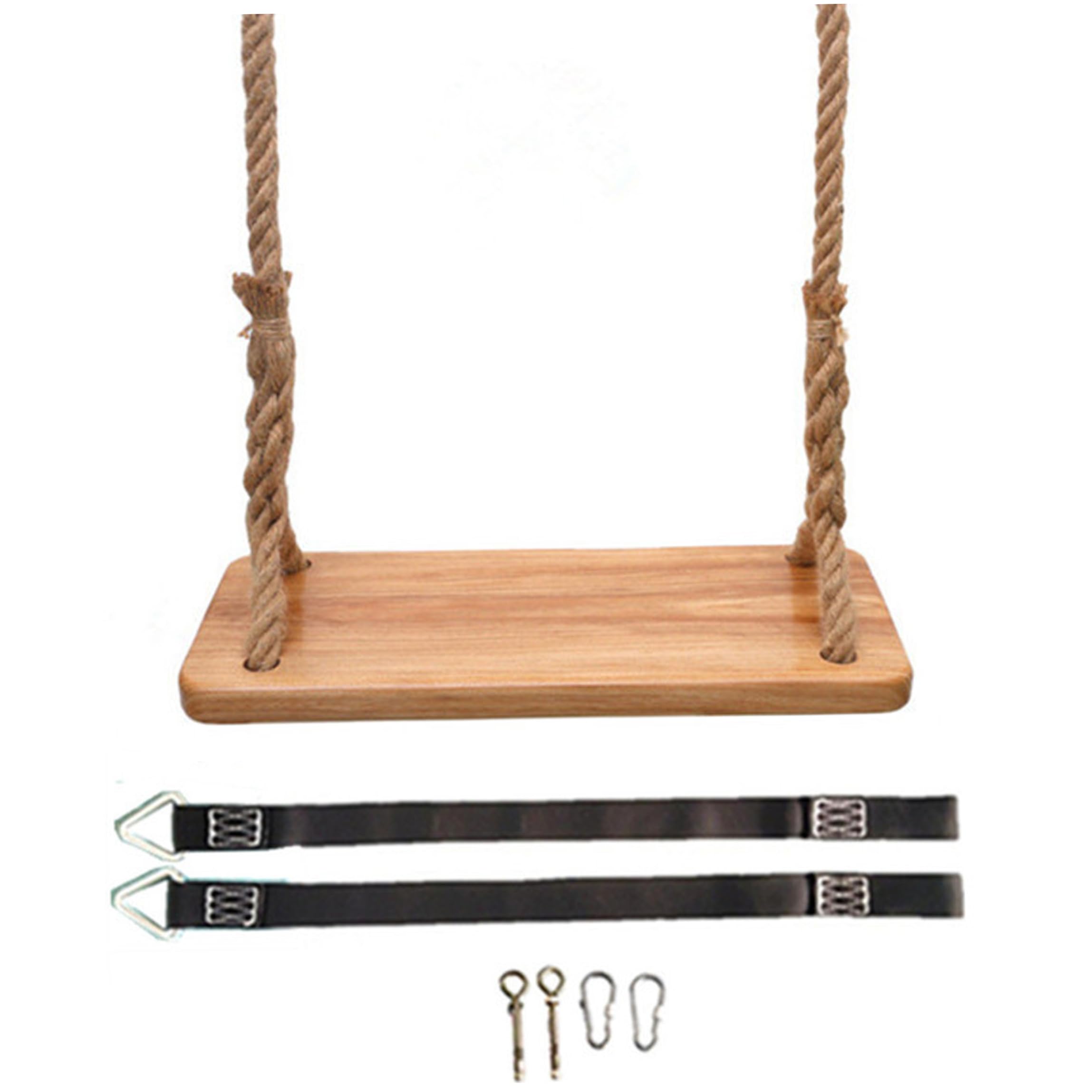 Balançoire en bois d'arbre suspendue avec corde réglable 18x8 pouces pour jardin et arrière-cour