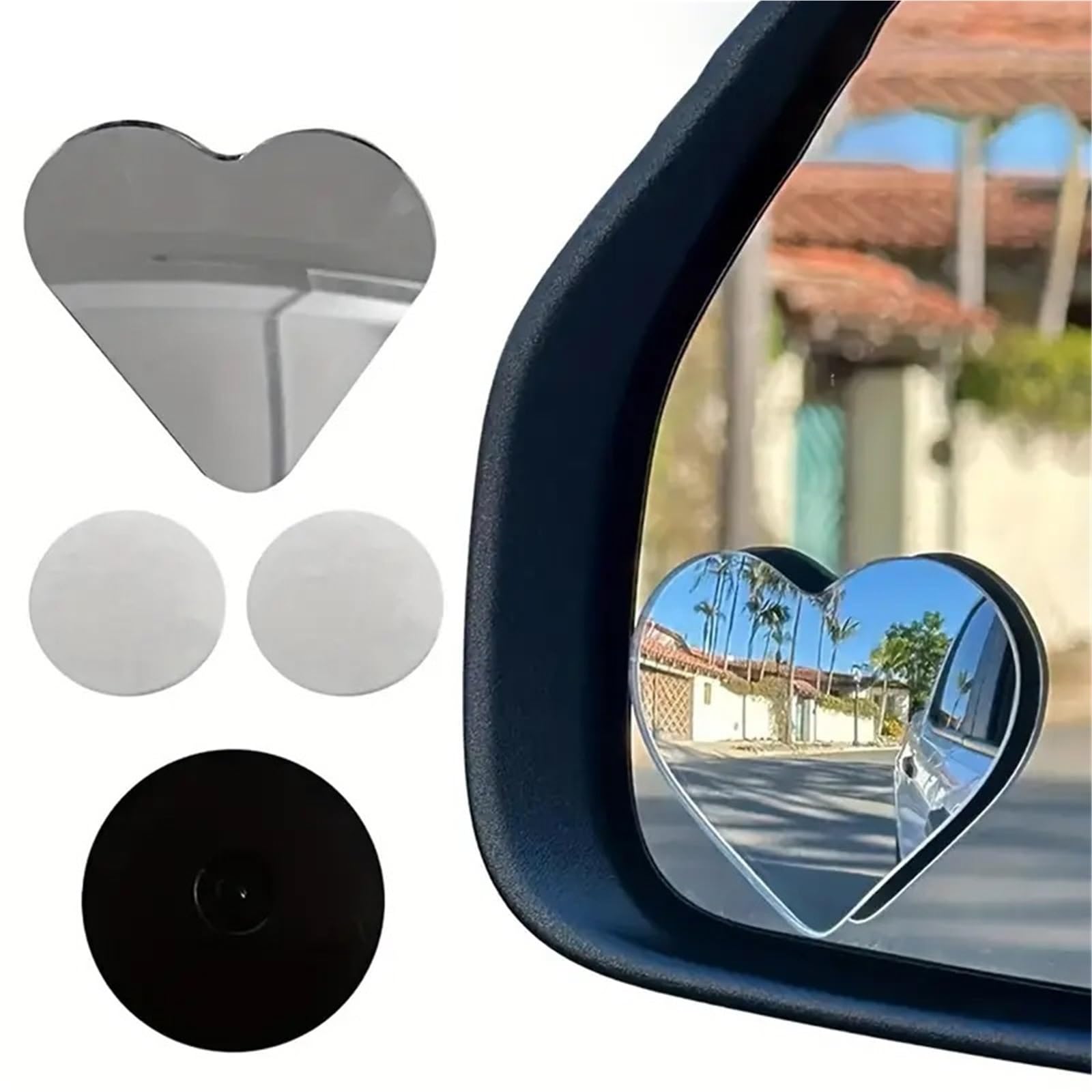 Toter Winkel Spiegel Auto Herzförmige Blind-Winkel-Spiegel für Autos, 2/4-teiliger Seitenspiegel, rahmenloser, Fahrzeug-Seitenspiegel(Heart Shape-4Pcs)