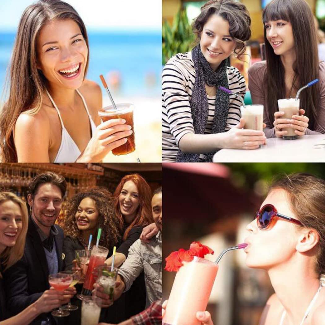 Lot De 12 Pailles Réutilisables En Acier Inoxydable, 6