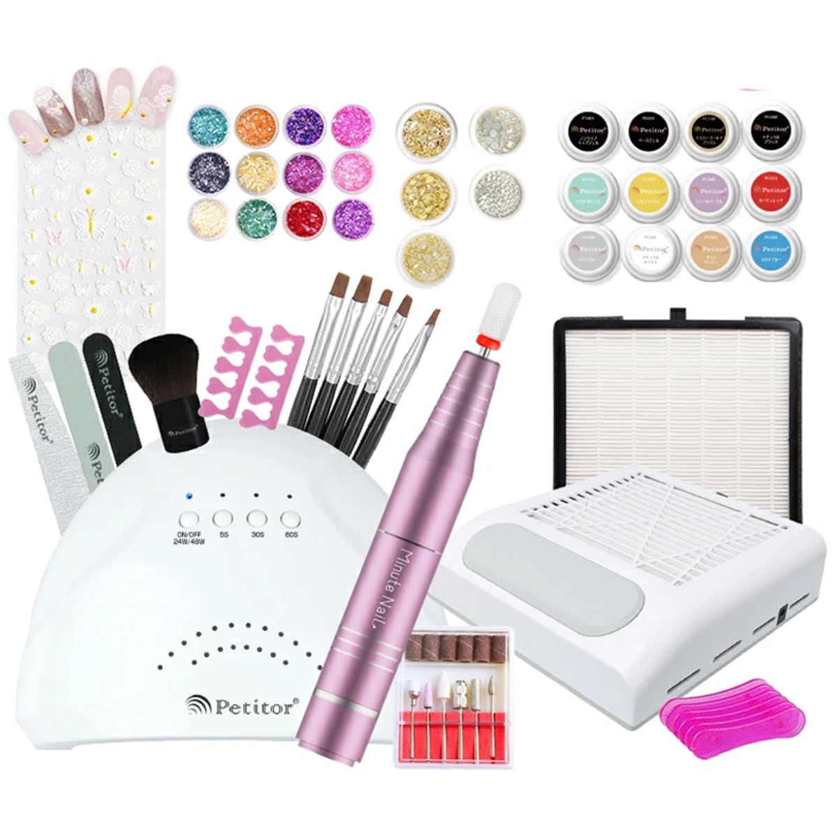Amazon | 集塵機付き ジェルネイルセット ネイルマシ ジェル 48Wネイル