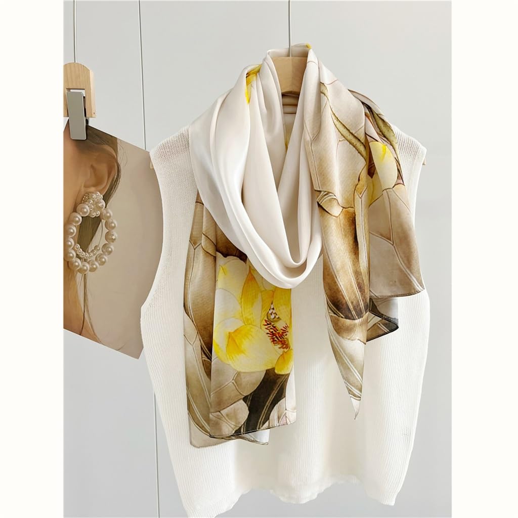 Longs Foulards en Soie imprimés en Satin Polyvalents for Les Foulards de décoration de Mode for Femmes