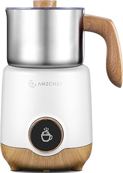 AMZCHEF 8-IN-1 Milk Frother and Steamer 550 Watts, 21 oz Split Stainless Steel Automatic Steamer, Milks Warmer for Latte, Cappuccino, Hot and Cold Froth, Heated Milk, Hot Chocolate, Baby Food
