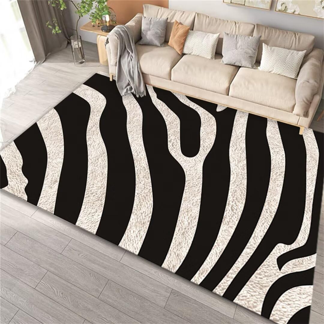 Tapis décoratif antidérapant zèbre 100x150cm tapis sol enfant poils courts