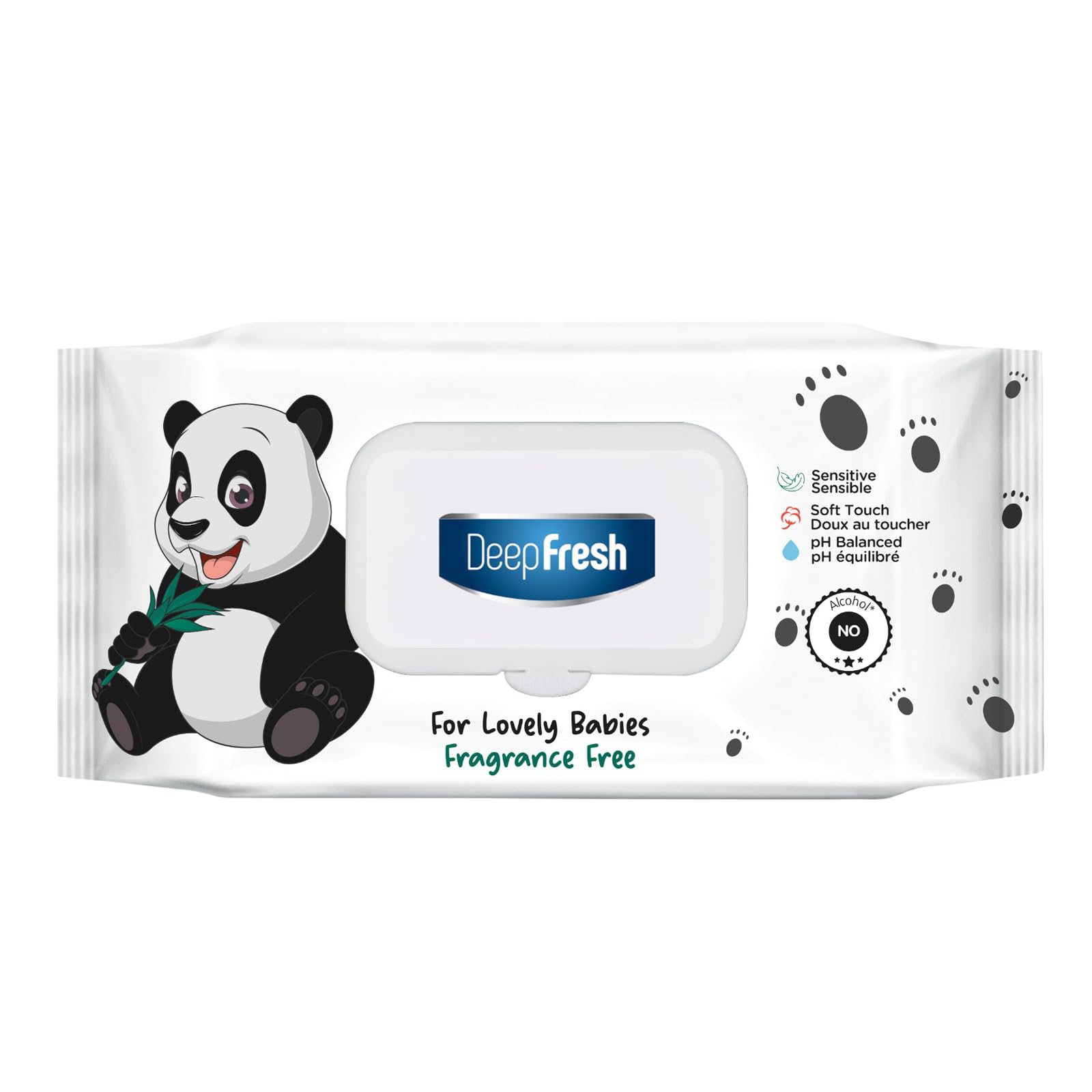 Deep Fresh Baby Wet Wipes for Lovely Babies, Fragrance Free, Soft Touch, pH Balanced, Hygienic, Alcohol Free, 24 Packs x 72 Wipes (Panda, 24 Pack)