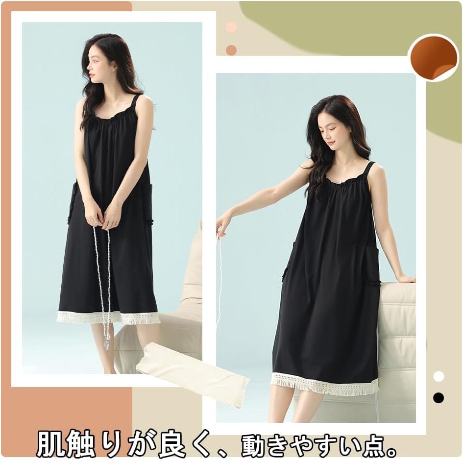 [Rayiisuy] パジャマ ロング ワンピース レディース ルームウェア ネグリジェ 部屋着 寝巻き 寝間着 ノースリーブ 夏用