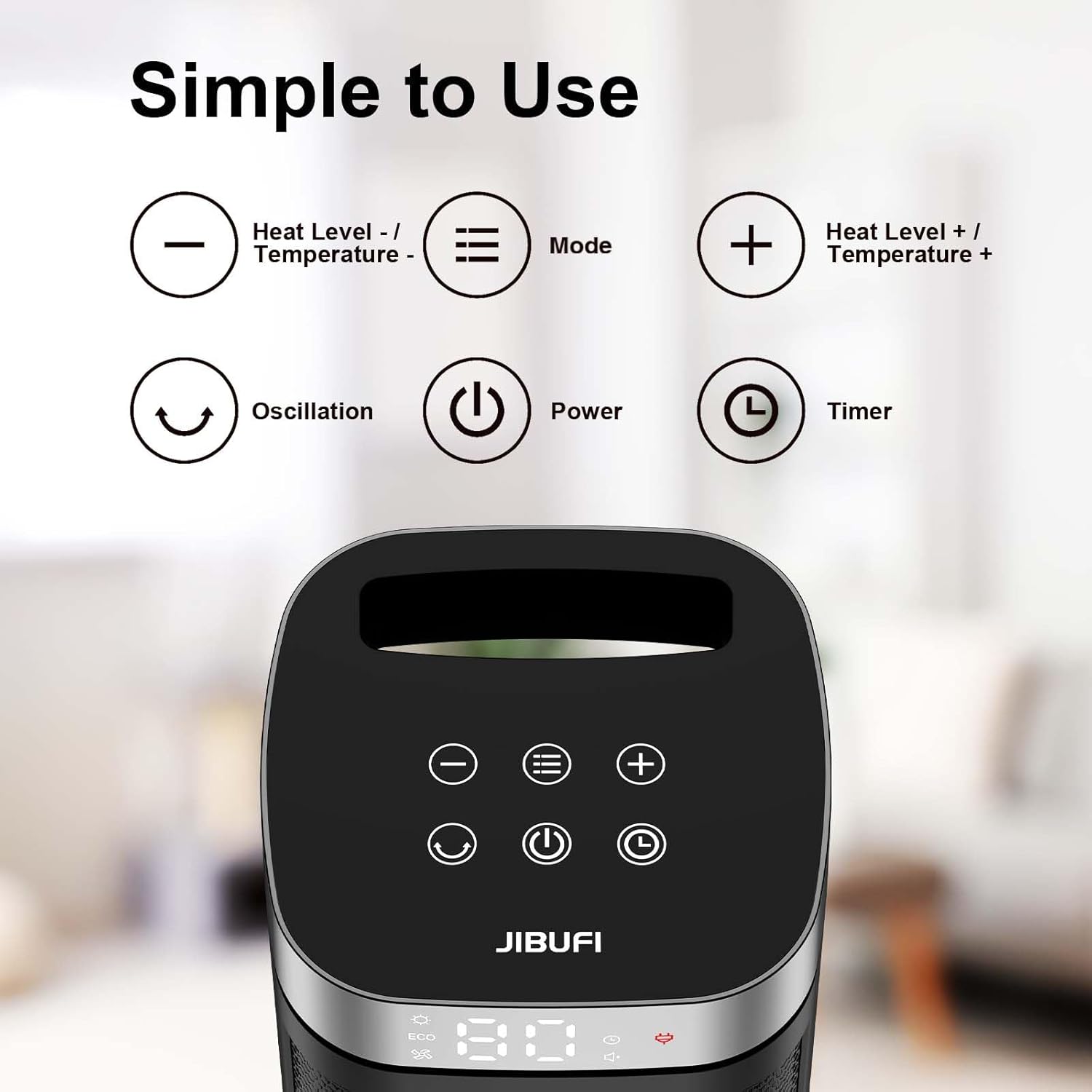 Ceramic Heater - Portable Indoor Space Heater with Remote Control, 1-12 Hour Timer, 3 Heating Modes, Electric Heater for Bedroom, Office Use