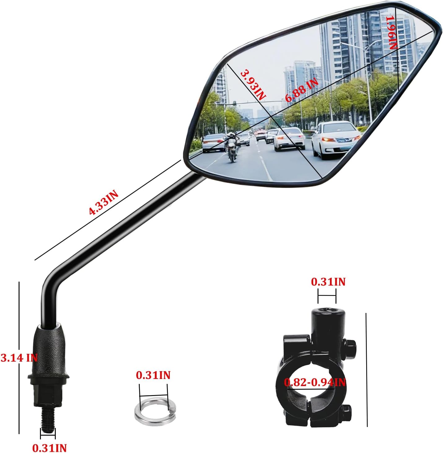 2 Pack Handlebar Bike Mirrors,Convex Lens Bicycle Rearview Mirror (A Set)