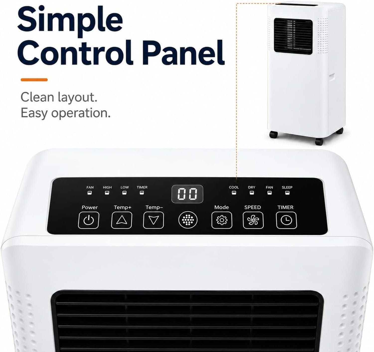 Aire Acondicionado Portátil 7000 BTU, 2 en 1 Frío y Deshumidificador, Control de Temporizador, Modo Sueño, Bajo Ruido 50-60 dB, Ventilación por Ventana Fácil, p
