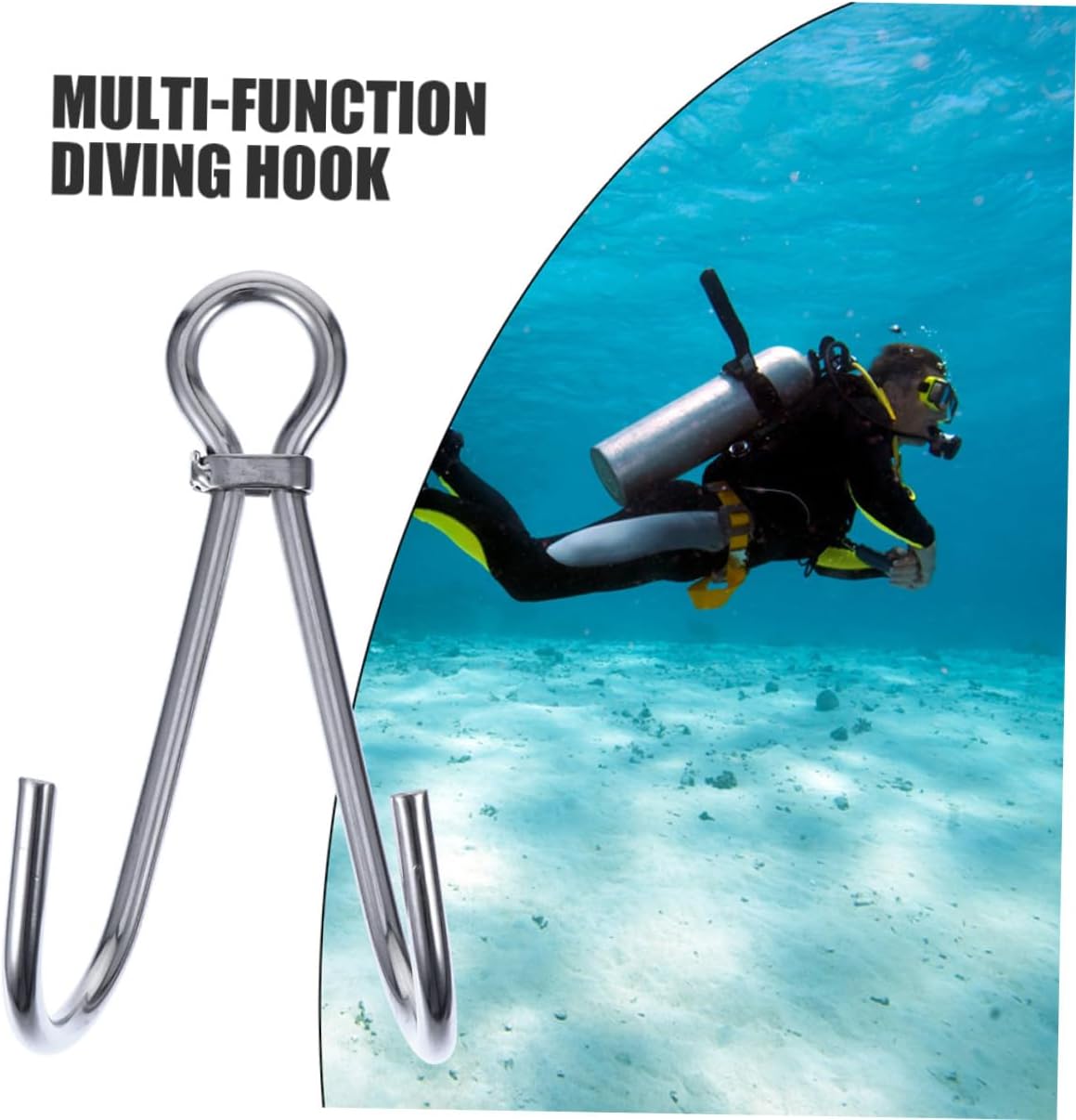 Double Claw Diving Hook 2pcs Stainless Steel 316 Corrosion Resistant Metal Hook Portable Multi-use for Underwater and Boat Safety Gear