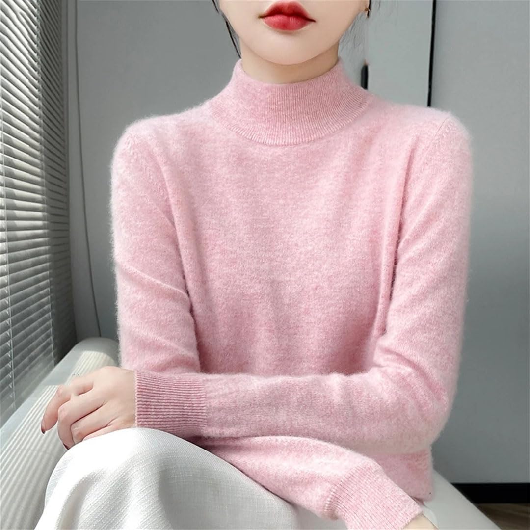 Suéter De Cachemira con Cuello Semialto para Mujer Jerséis Chaqueta De Punto Básica De Manga Larga De Lana Suelta