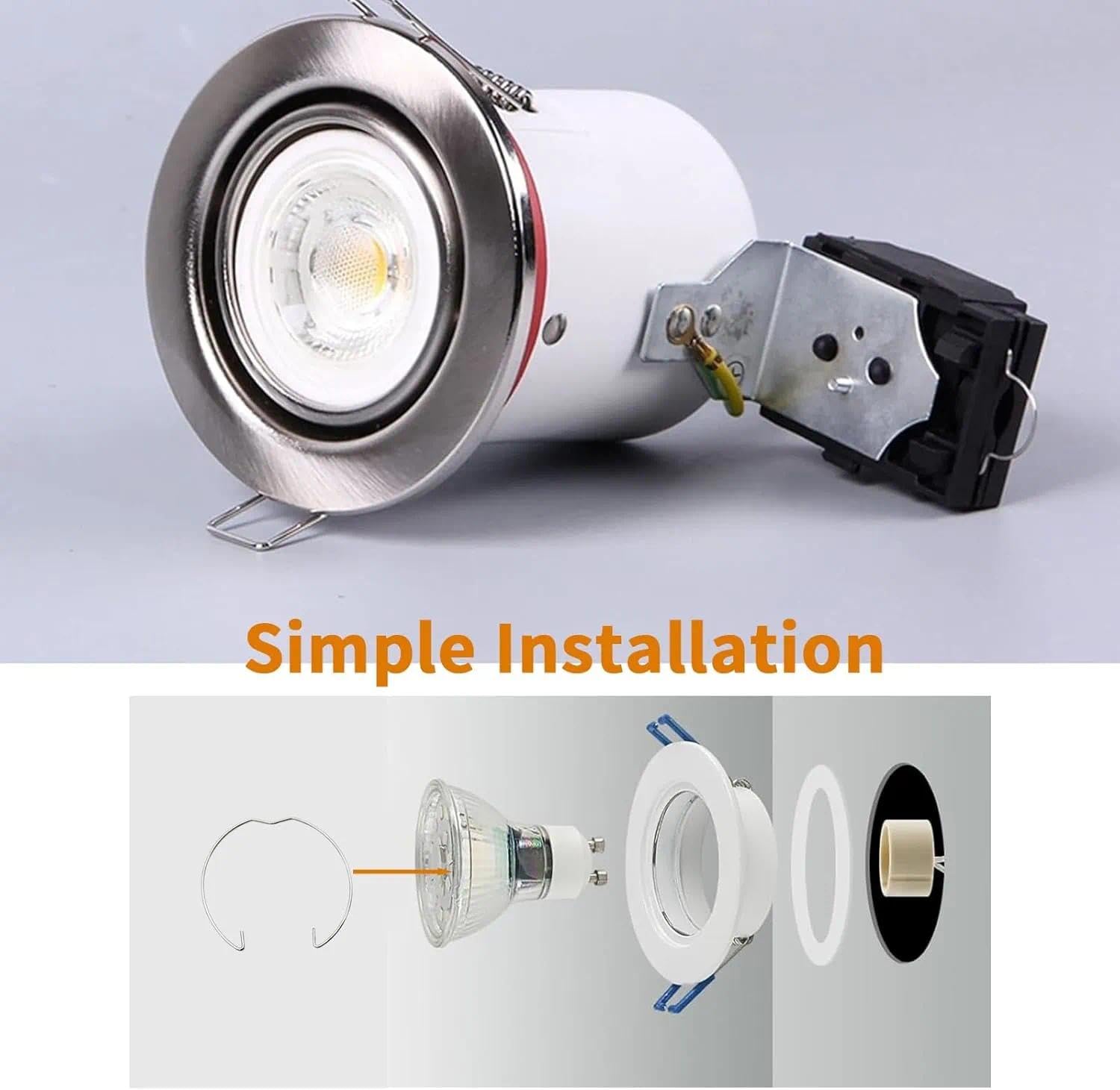 48Pz Anelli Elastici di Ritegno Rondella Elastica per Faretto da Incasso MR16 LED Rondella Elastica Portalampada per Lampada Alogena da Incasso con Faretto a LED