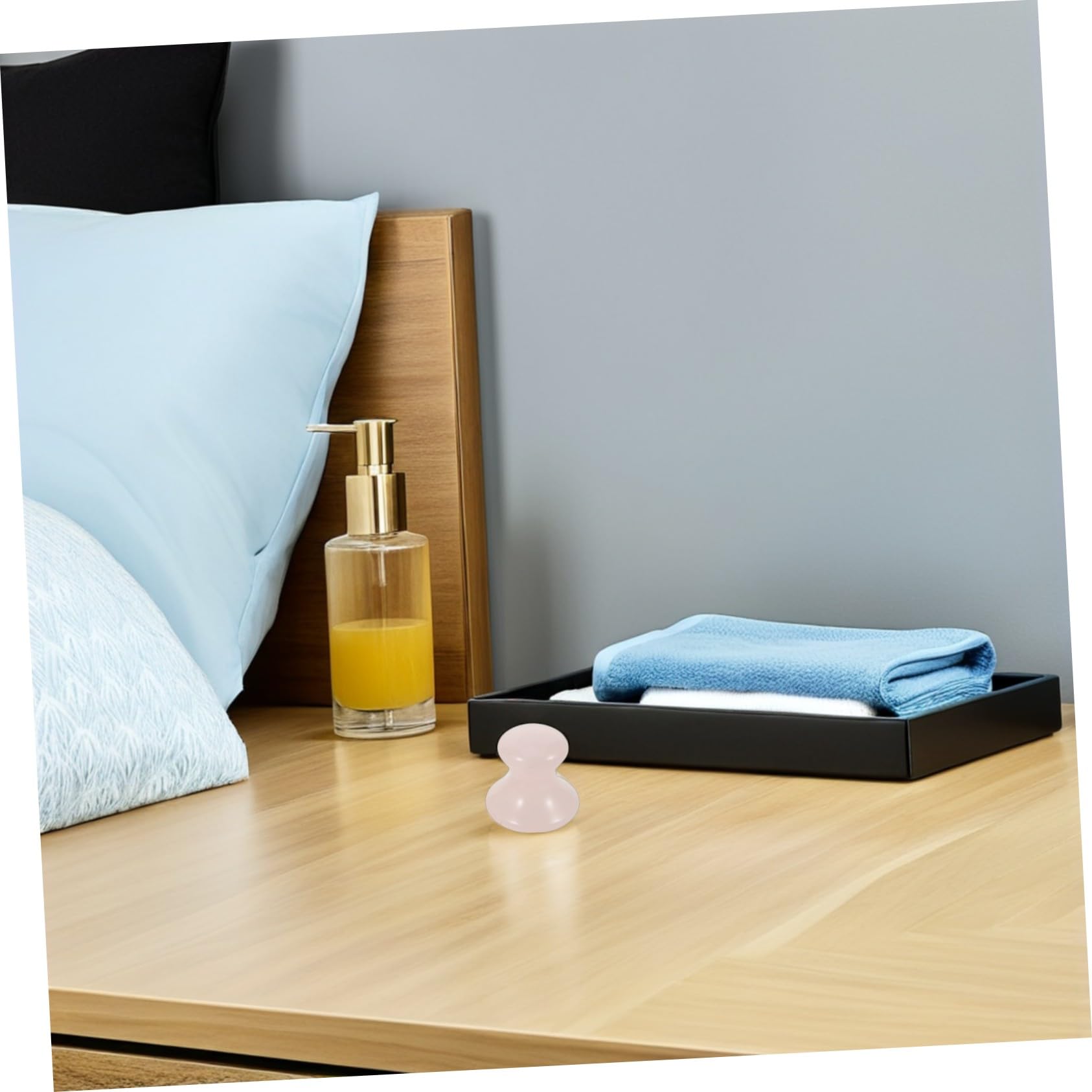 Anneome 3pezzi Rullo di Quarzo Rosa per Massaggio Viso Pietra Naturale Gua Sha per Massaggiatore Facciale Strumento di Cristallo per Viso