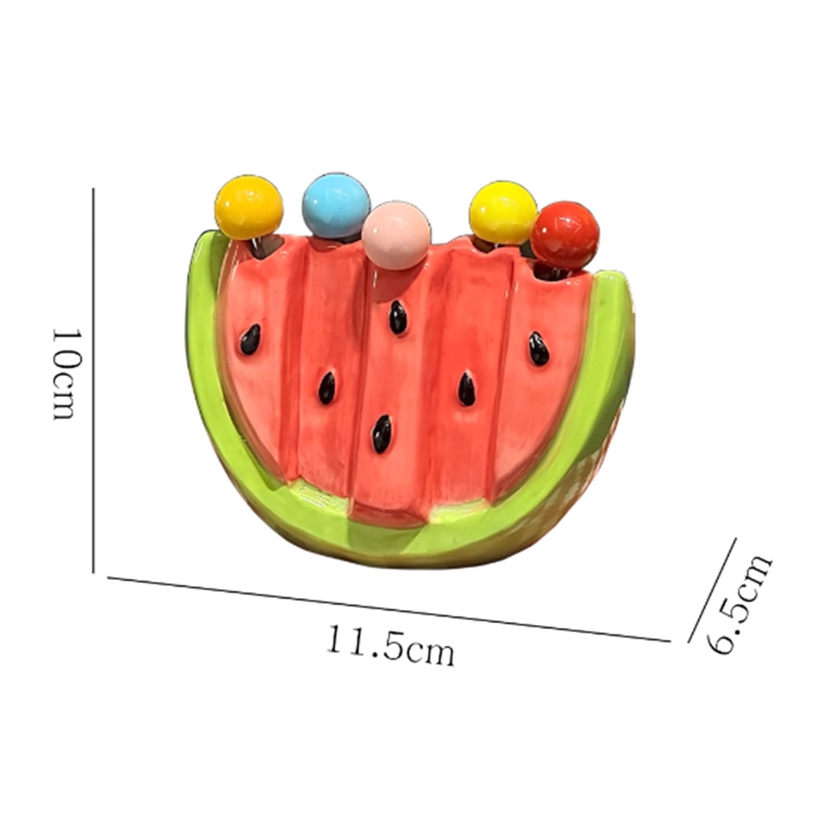 Fourchettes à Dessert, Fourchette à Fruits en Acier Inoxydable avec Boîte de Rangement Céramique en Forme de Pastèque & 5 Fourchettes réutilisables pour Cuisine, Fête