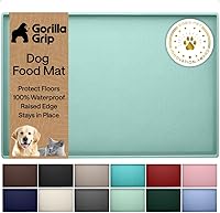 Vista 21 de GORILLA GRIP Alfombrilla de alimentación para mascotas 100% impermeable con bordes elevados de silicona libre de BPA, alfombrillas para comida