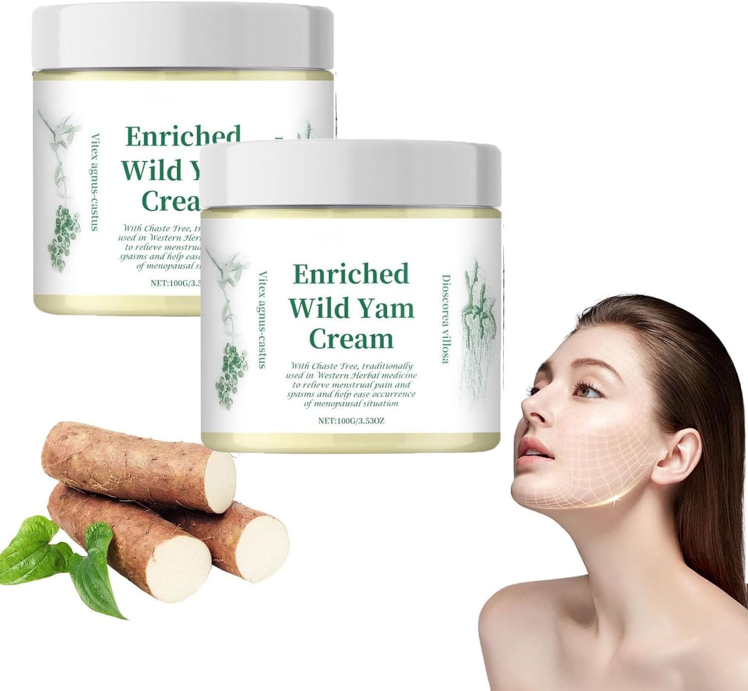 Organic Wild Yam Cream, 100g Wild Yam Cream, Wild Yam Cream Organic, Organic Wild Yam Cream for Hormone Balance, Face Cream For Deeper Moisturization, for Man & Women (2Pcs)
