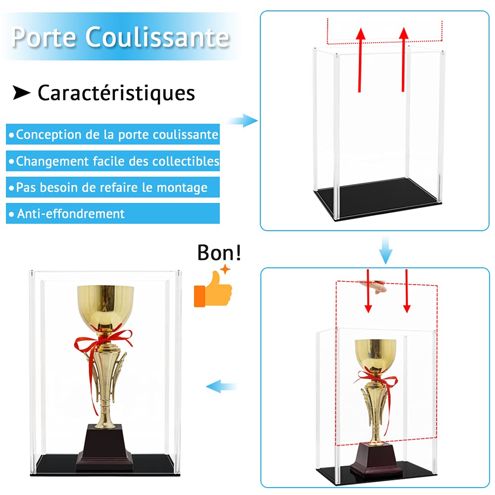 Vitrine Acrylique (28,5 x 18,5 x 40 cm) Boîte pour Collection Figurine 30cm 1/6