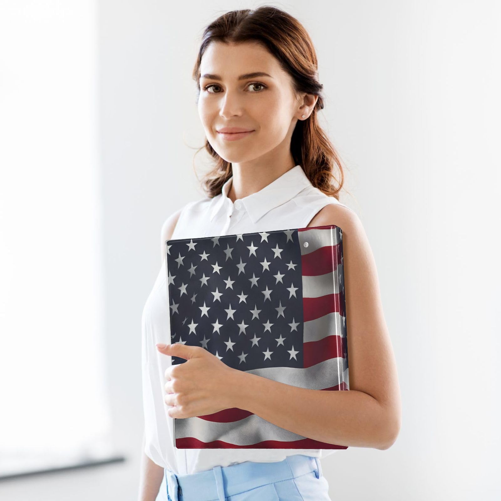 Raccoglitore a 3 anelli con bandiera nazionale retrò, 3,8 cm, anelli rotondi per 200 fogli, 3 raccoglitori ad anelli con clip in metallo antiscivolo