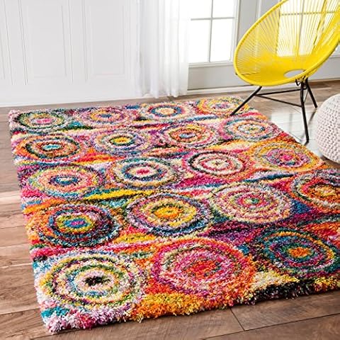 nuLOOM Kindra Circles Shag Area Rug, 4 ft x 6 ft, Multi Cover