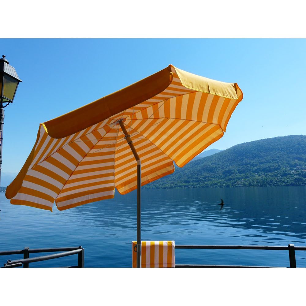 Maffei - Art 181 Venezia Sonnenschirm rund Baumwolle Duplex Ø 200 cm gelb gestreift
