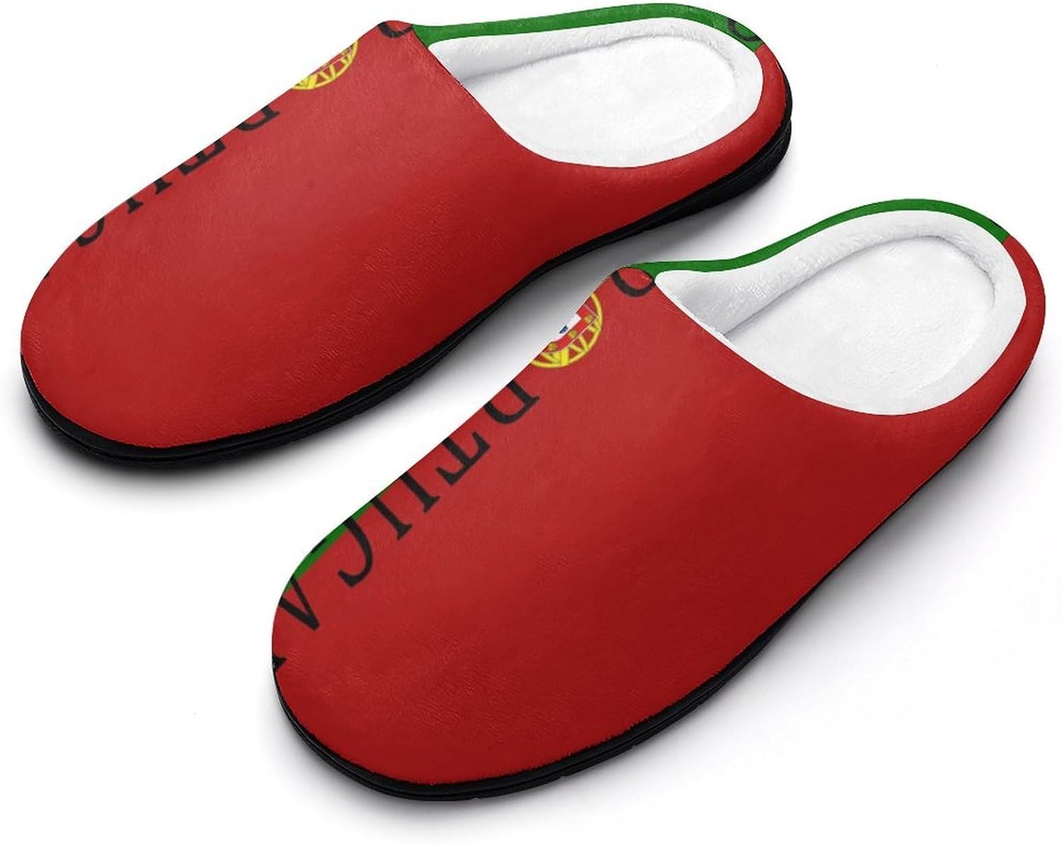 Portugal Soccer Football Women's House Slippers Memory Foam Warm Shoes Spa Rubber Sole Indoor Outdoor