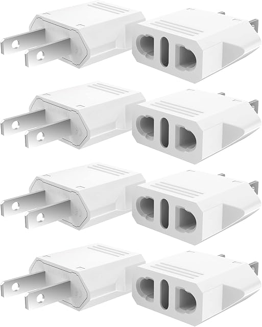 Adaptateur de voyage, 8 Boîte de US/CA vers l'adaptateur européen de prise de courant de voyage prise de puissance Universal Power Jack Wall Plug Converter (Blanc)