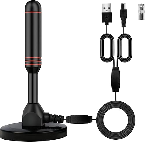 Miniatura 1 de Antena de TV para Smart TV HDTV Antena de TV digital interior con 2 amplificadores de señal cable de 165 pies recepción de 360 base magnética fuerte
