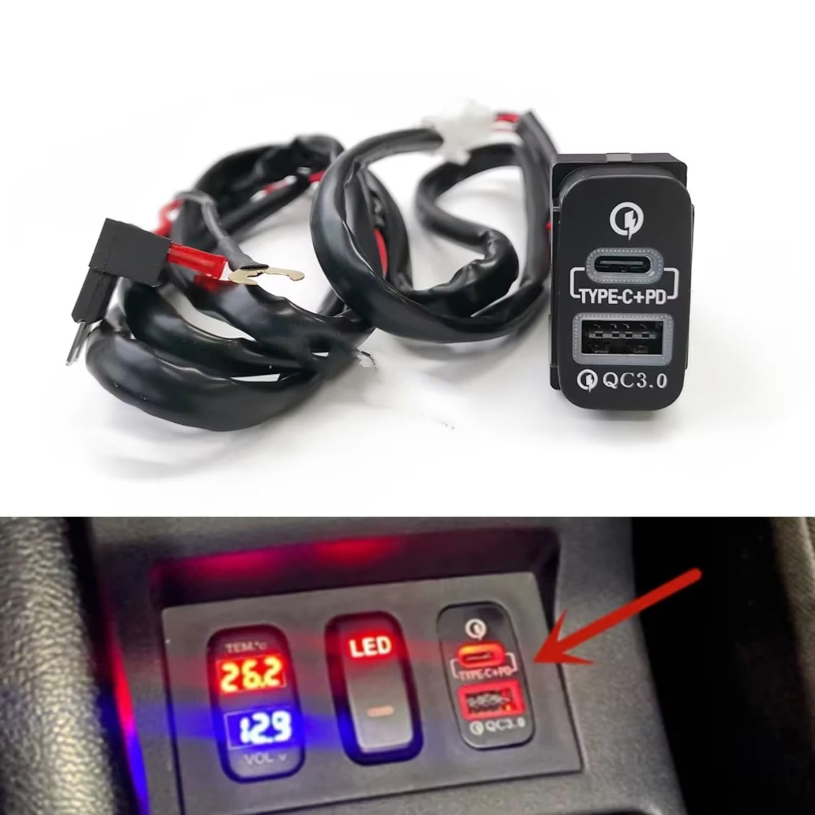 Faro Modulo Driver Presa USB Presa Ausiliaria Compatibile Con Mitsubishi Per Outlander Auto Per Caricabatterie PD Presa Adattatore Di Ricarica Per Telefono Con Ricarica Rapida