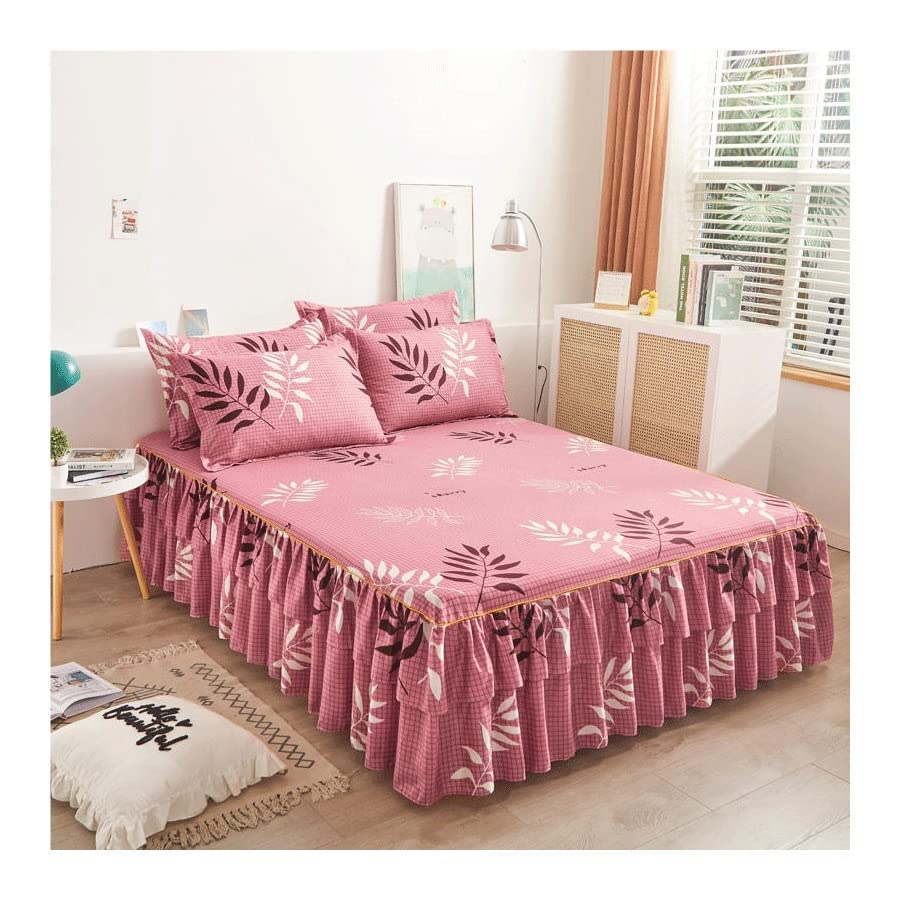 Housse de couette 3 pièces avec jupe de lit imprimée douce 200x220cm pour lit double