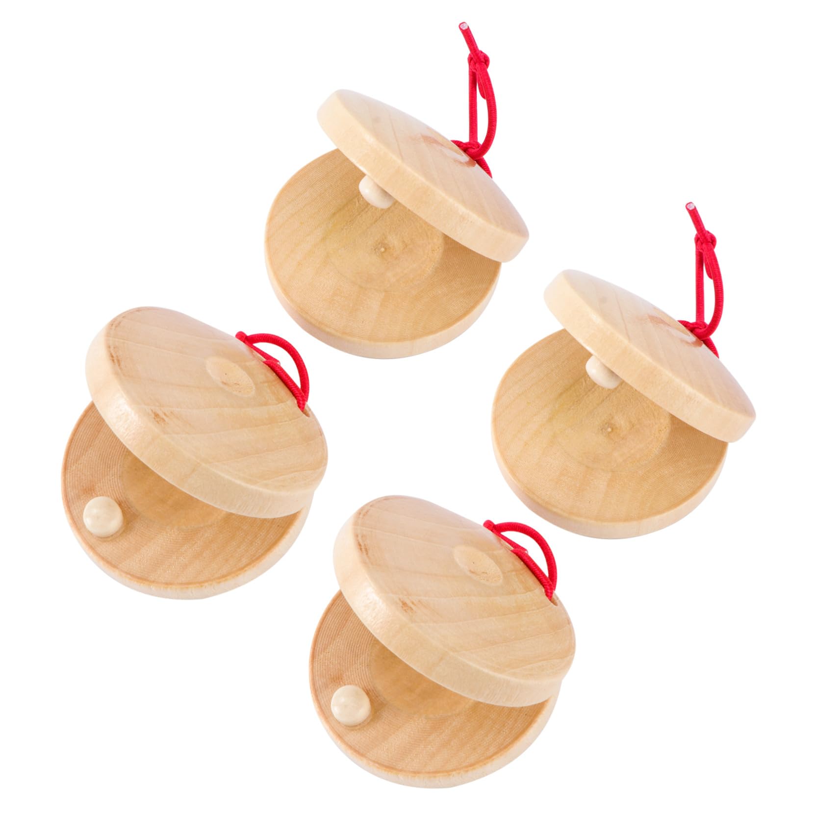 Totority 4pcs Wooden Castanets Percussion Instrument for Smooth Edges Safe Preschool Musical to Develop Hand-Brain Coordination and Early