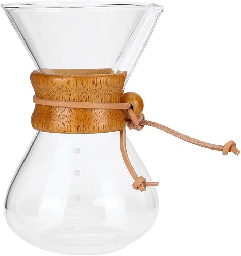 Atyhao Cafetera de vidrio de alta temperatura de goteo de café con filtro de acero inoxidable (13.5 fl oz)