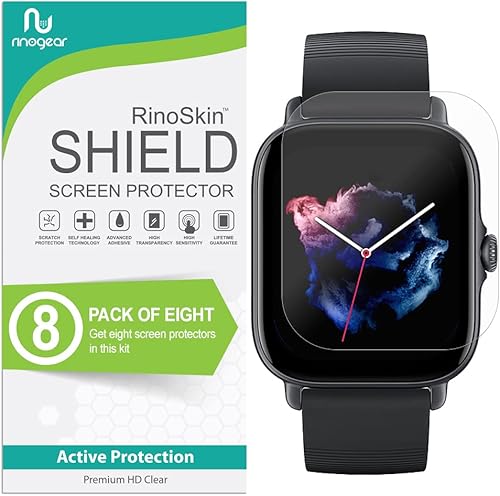 Miniatura 1 de RinoGear Protector de pantalla para Amazfit GTS 3, protector de pantalla compatible con fundas, accesorios flexibles de cobertura completa, película