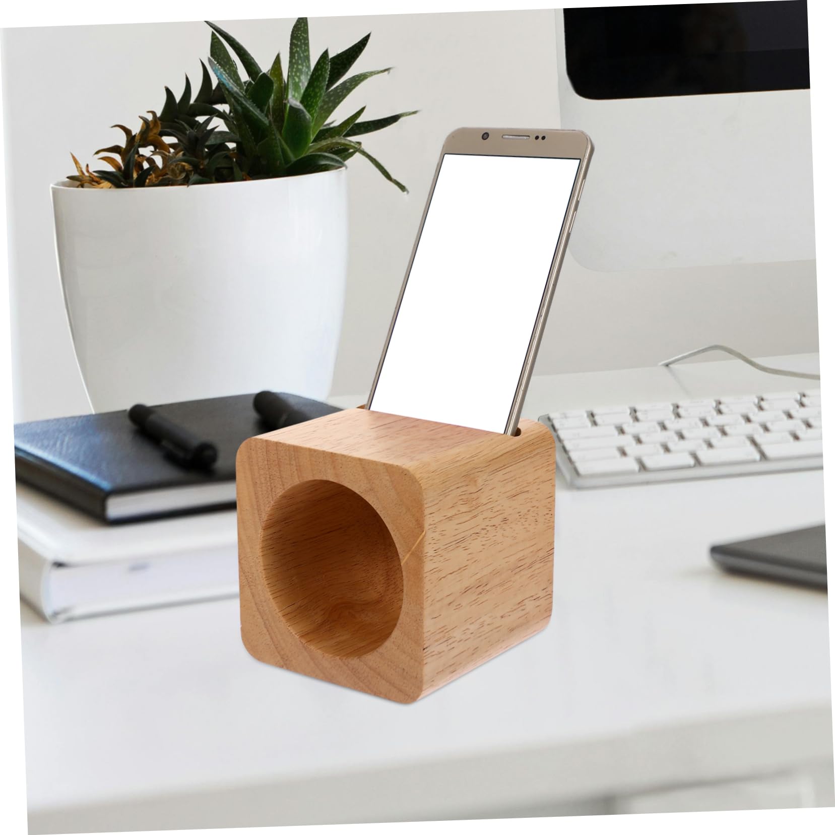 Homoyoyo Soporte de Madera para teléfono móvil Pararse Soporte para Amplificador de teléfono móvil celulares de Escritorio Bambú