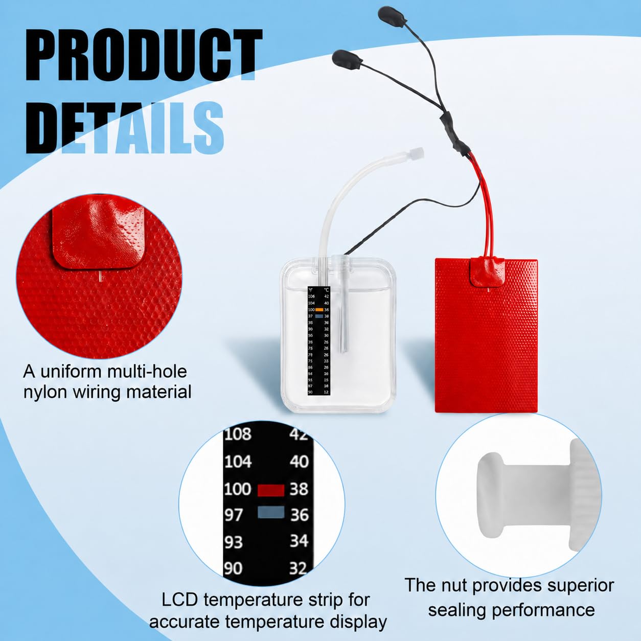 Electric Urine Warmer with Temperature Control, Keeps Samples at 37°C/98.6°F for Up to 4 Hours, Built-in Heating Pad, Thermometer Strip and Mini Thermal Blanket Wrap