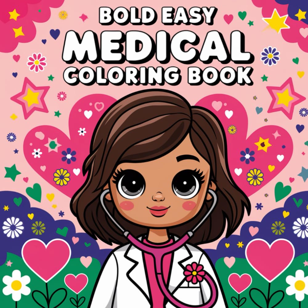 Bold Easy Medical Girly: Simple and Clear Healthcare Themes with Adorable Hospital Scenes for Stress Relief and Creative Expression Coloring Book For Kids