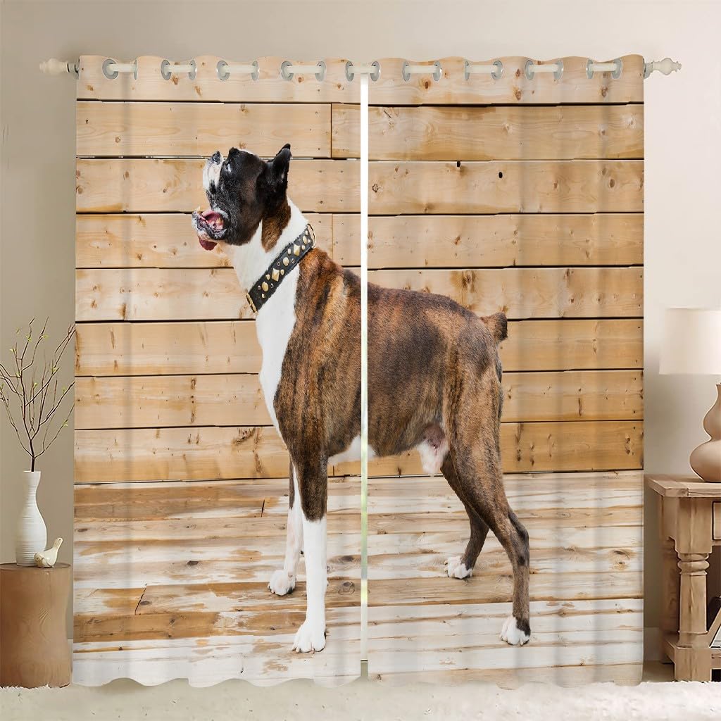 Rideaux et Draperies Intérieurs Boxer Rideau Couleur du Bois 3D Fibre Ultrafine Rideau Chambre, pour Toutes Les Saisons 140x260cm (LxH) 2 Pièces
