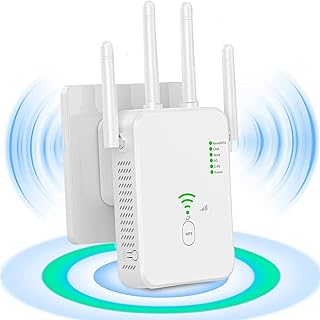 WiFi Extenders Signal Booster for Home 1200Mbps Dual Band Outdoor WiFi Extender Long Range (8500sq.ft) Internet Extender Wifi Booster 4Antennas360°FullCoverage Wifi Booster and Signal Amplifier(White)